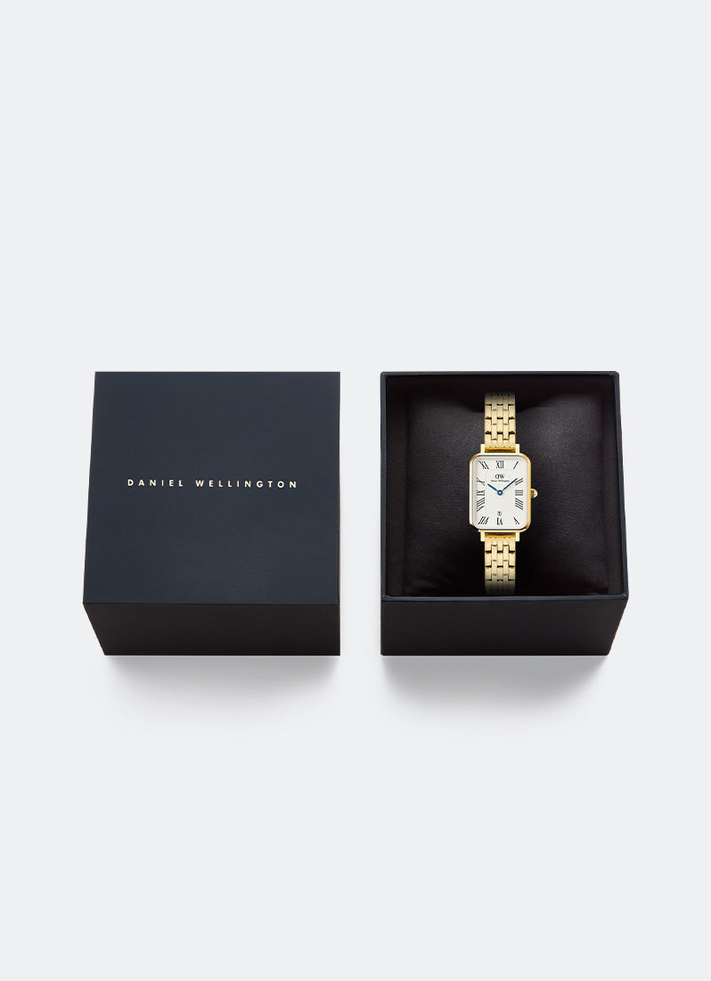 Jam Tangan Daniel Wellington Quadro Roman Numerals Date 5- link White Gold (20x26) DW00100861