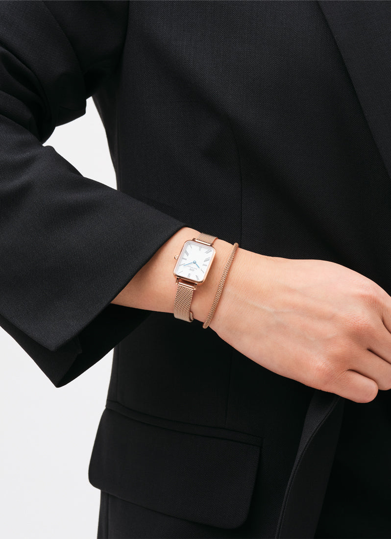 Jam Tangan Daniel Wellington Quadro Roman numerals 20x26 Melrose RG White DW00100687