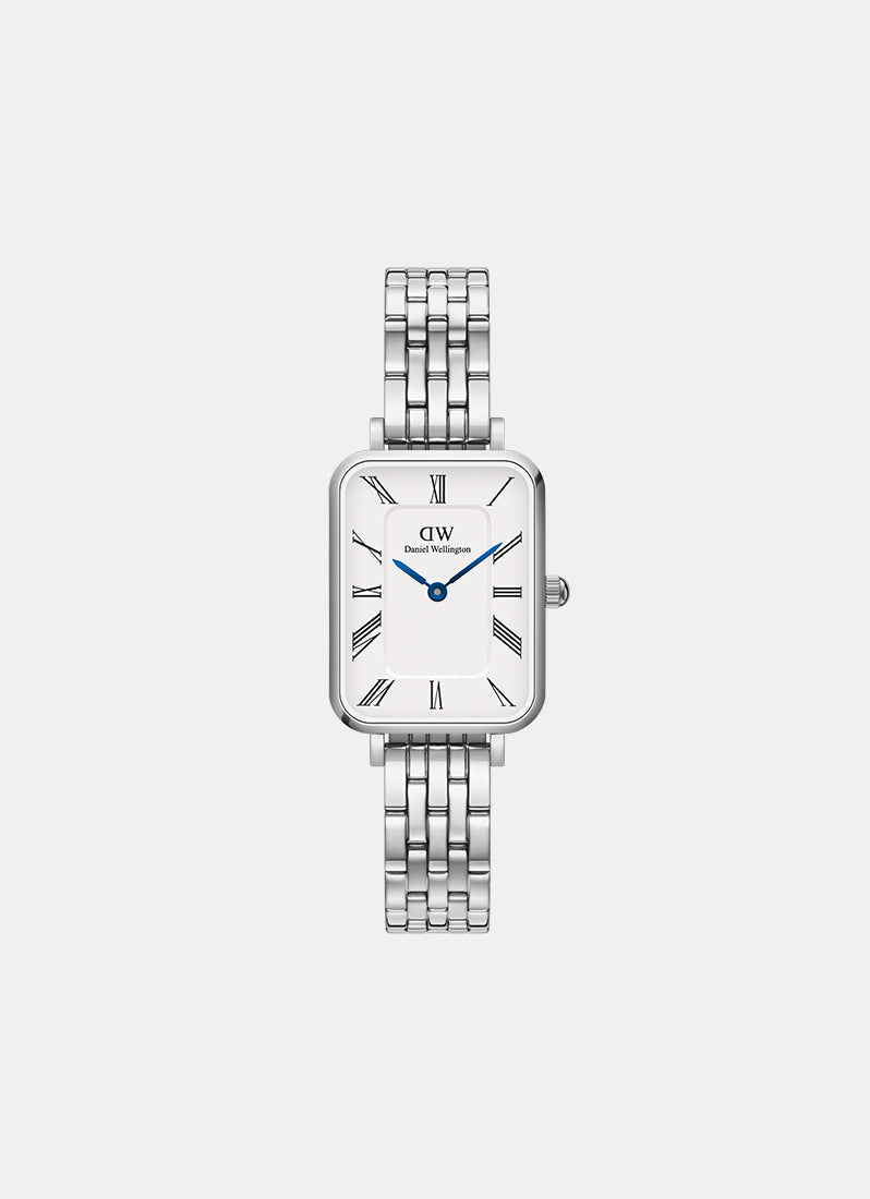 Jam Tangan Daniel Wellington Quadro White Roman Numerals 5-Link Silver (20x26) DW00100691