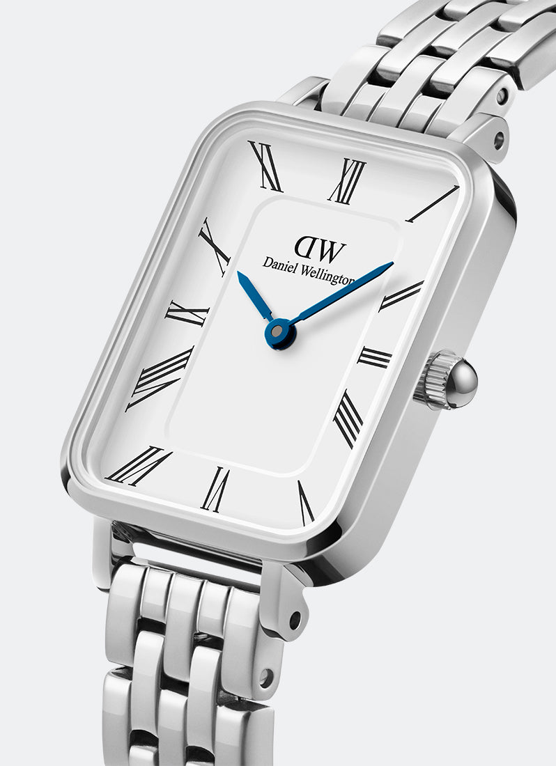 Jam Tangan Daniel Wellington Quadro White Roman Numerals 5-Link Silver (20x26) DW00100691