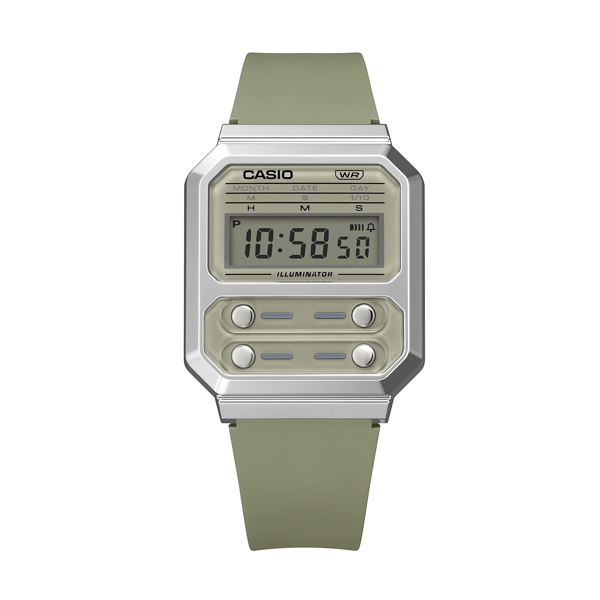 Jam Tangan Digital Green Resin Strap 32.7mm Unisex A100WEF-3ADF