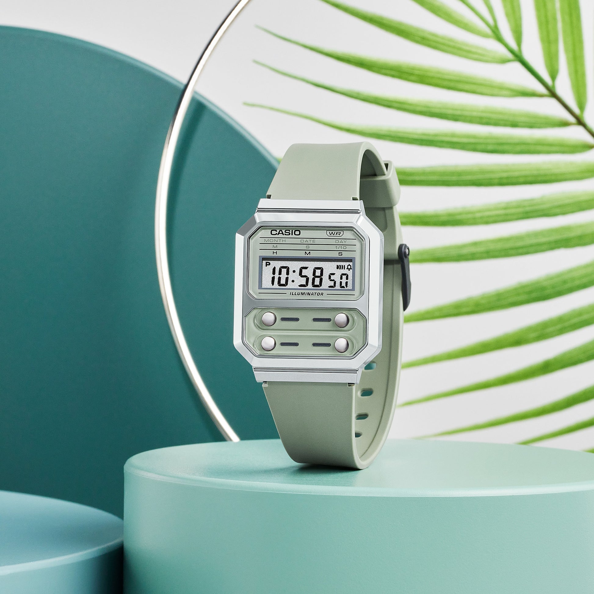 Jam Tangan Digital Green Resin Strap 32.7mm Unisex A100WEF-3ADF