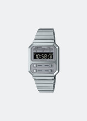 Jam Tangan Digital Silver Stainless Steel Strap 32.7mm Unisex A100WE-7BDF