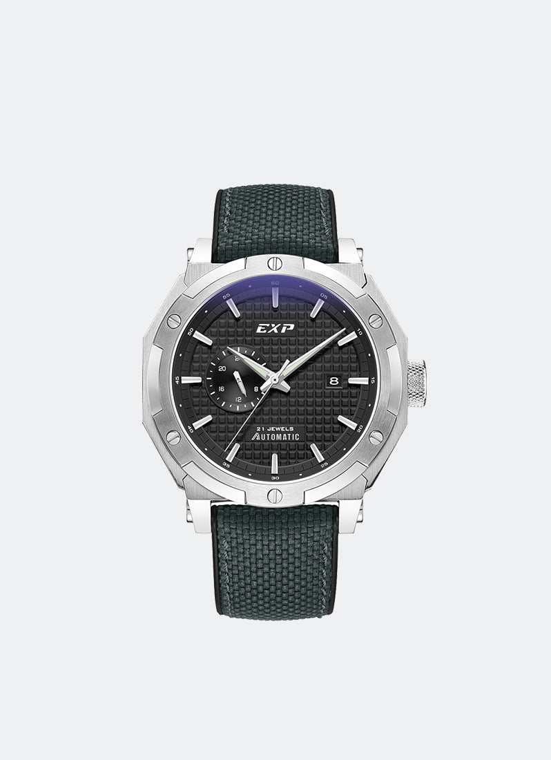 Jam Tangan Expedition Automatic Men Automatic Band Silver Black Pattern 45mm E6385BANSSBA