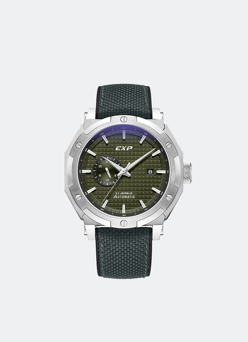 Jam Tangan Expedition Automatic Men Automatic Band Silver Green Pattern 45mm E6385BANSSGN