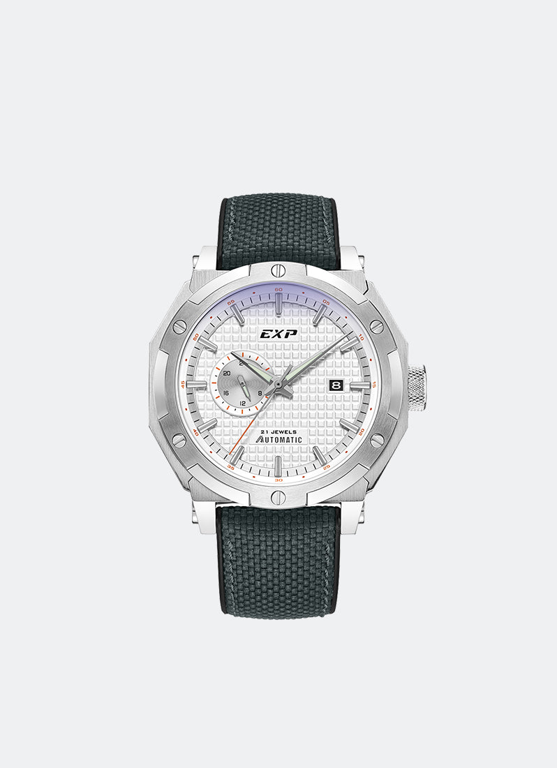 Jam Tangan Expedition Automatic Men Automatic Band Silver White Pattern 45mm E6385BANSSSLOR