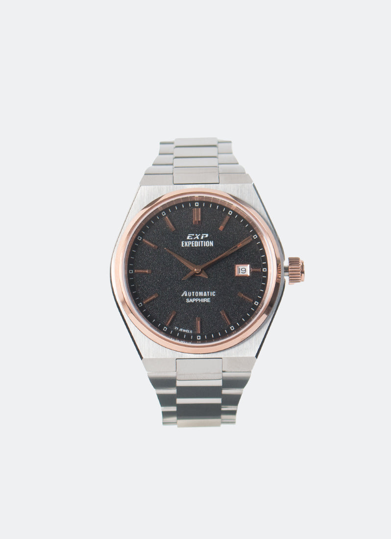 Jam Tangan Expedition Automatic Men Quartz Band Silver Black 40mm E6857MABTRBA