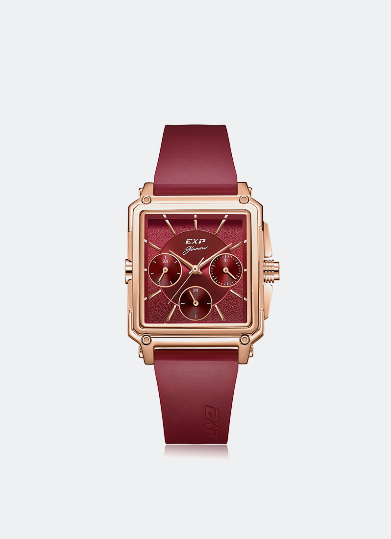 Jam Tangan Expedition Boyfriend Multifunction Band Rose Gold Red 29x38.5mm E6618BFRRGDR