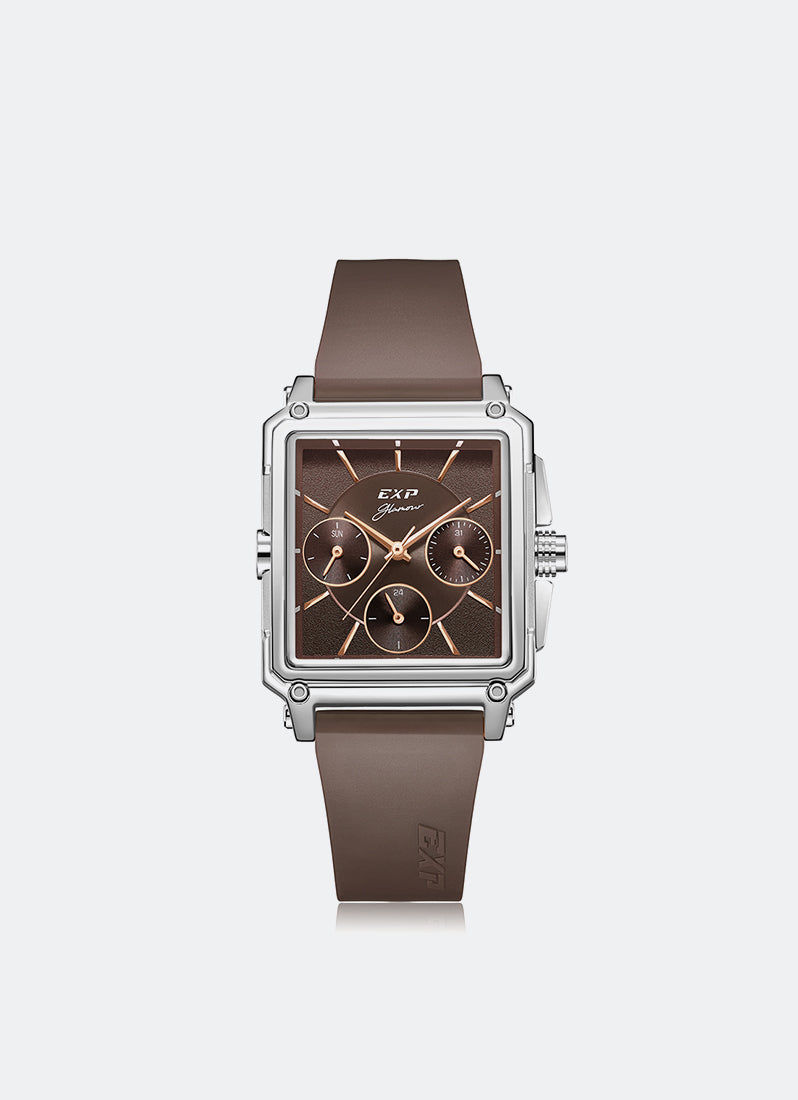 Jam Tangan Expedition Boyfriend Multifunction Band Silver Brown 29x38.5mm E6618BFRSSBORG