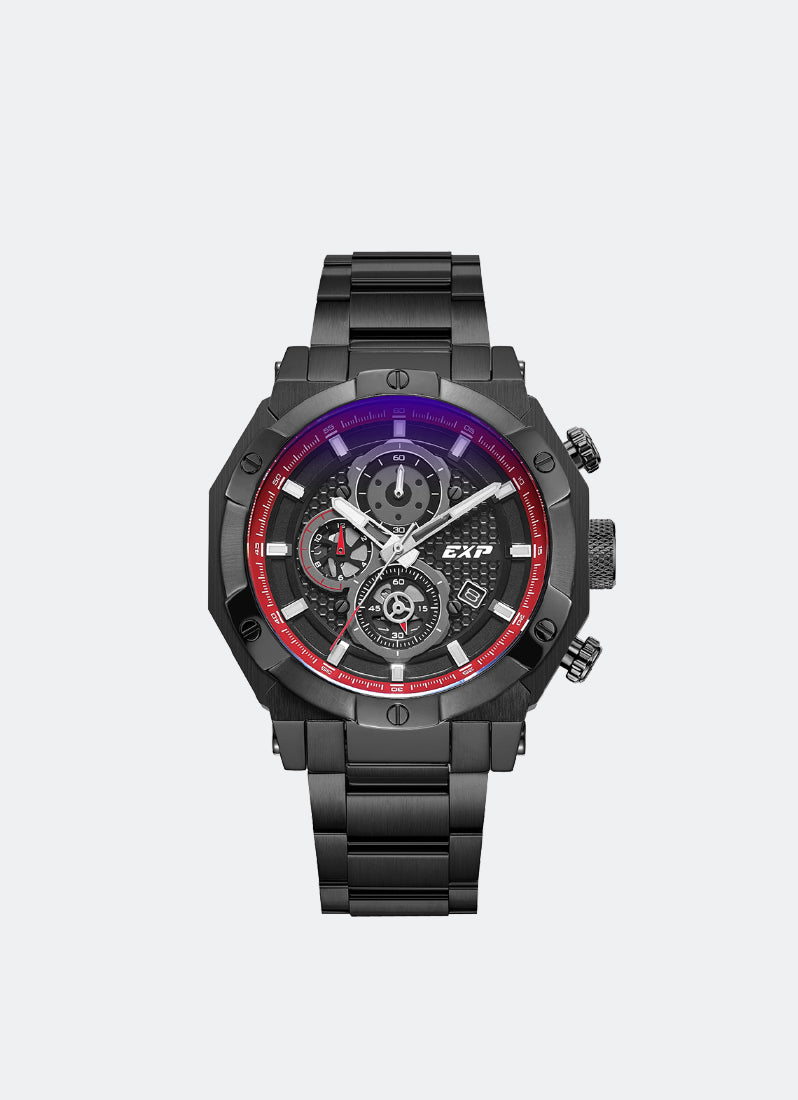 Jam Tangan Expedition Chronograph Boyfriend Quartz Band Black Black 45.5mm EXF6385BCBIGBARE