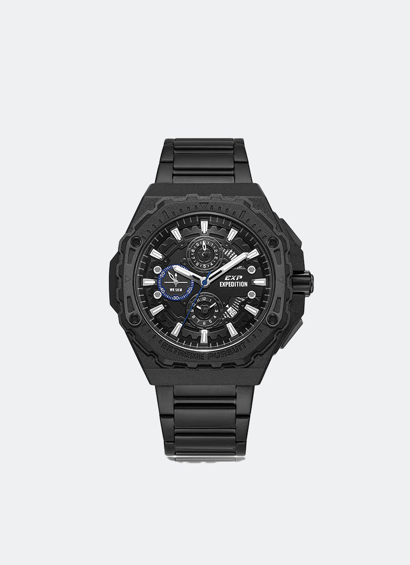 Jam Tangan Expedition Chronograph Men Quartz Band Black Black 45mm E6824MCBIPBABU