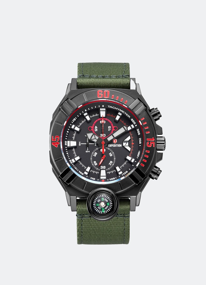 Jam Tangan Expedition Chronograph Men Quartz Band Black Black 48mm E6772MCNIPBA