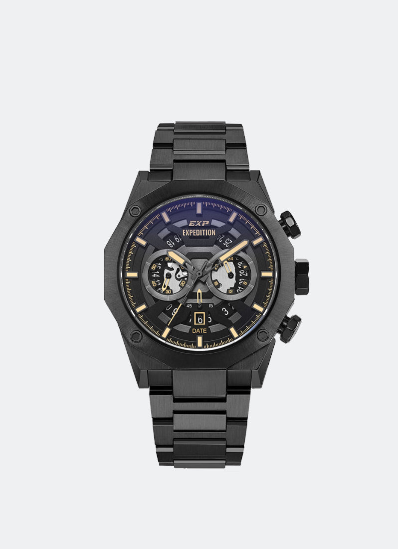 Jam Tangan Expedition Chronograph Men Quartz Band Black Black Dial 44mm E6834MCBIPBAIV