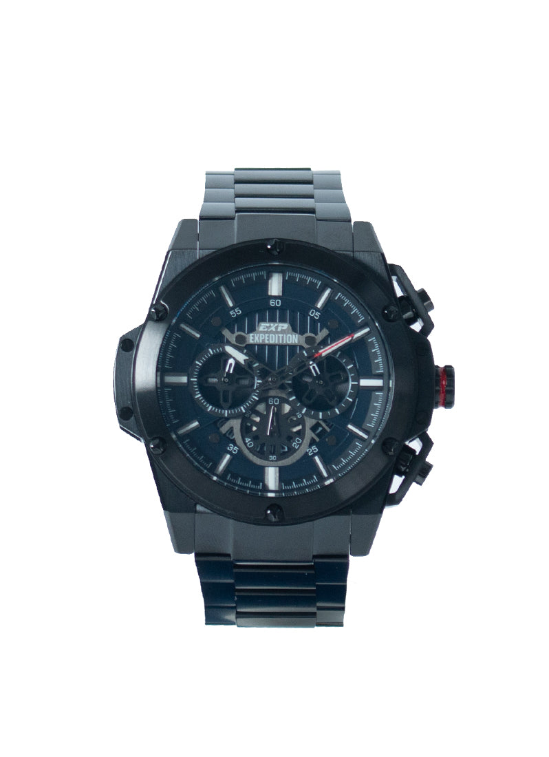 Jam Tangan Expedition Chronograph Men Quartz Band Black Blue 44.6mm E6830MCBIPBU