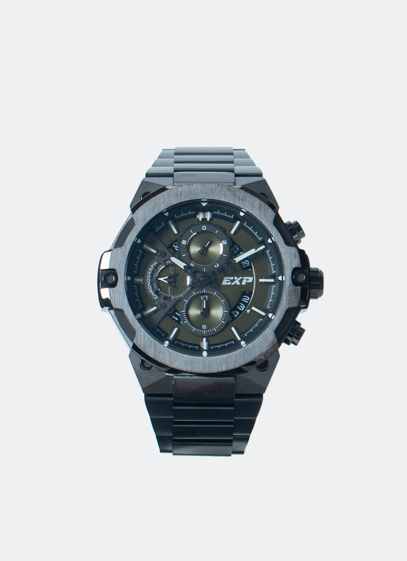 Jam Tangan Expedition Chronograph Men Quartz Band Black Green 44.6mm E6838MCBIGGN