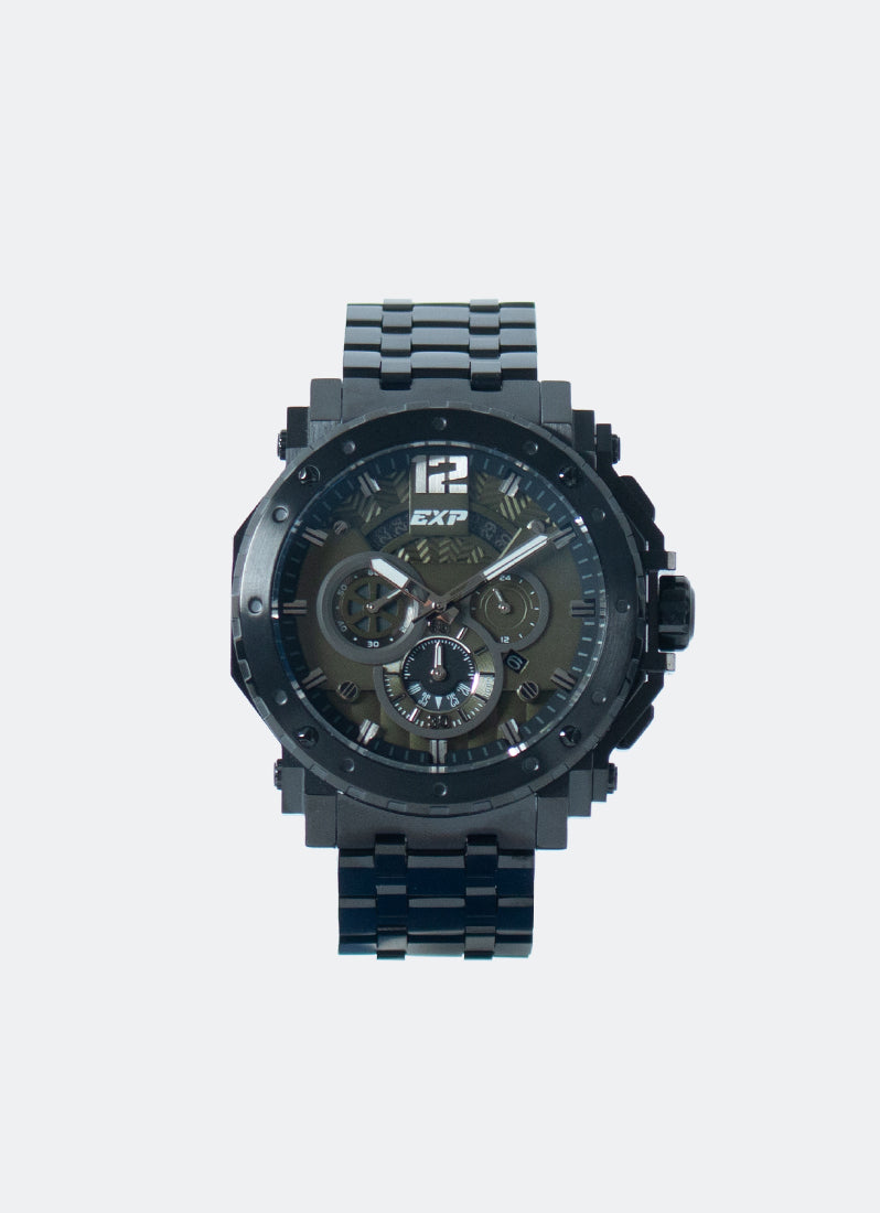 Jam Tangan Expedition Chronograph Men Quartz Band Black Green 45.5mm E6402BCBIPGN