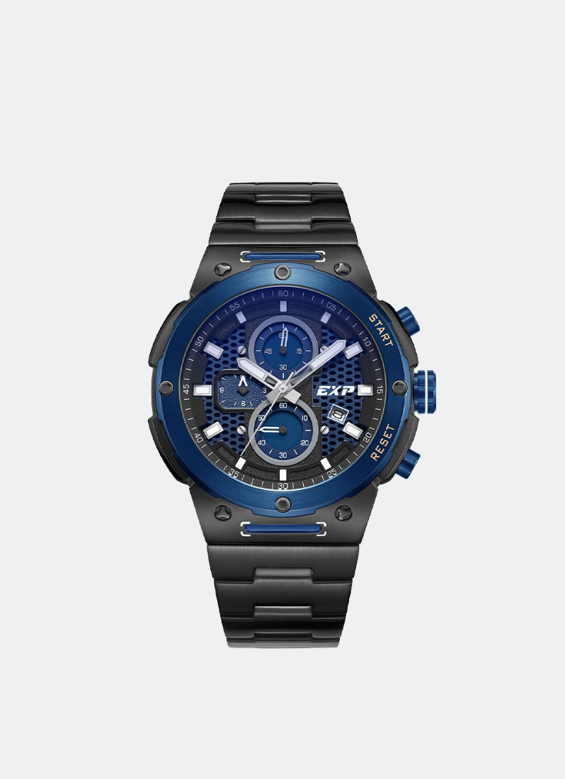 Jam Tangan Expedition Chronograph Men Quartz Band Blue Black Dial 45mm E6837MCBUBBU