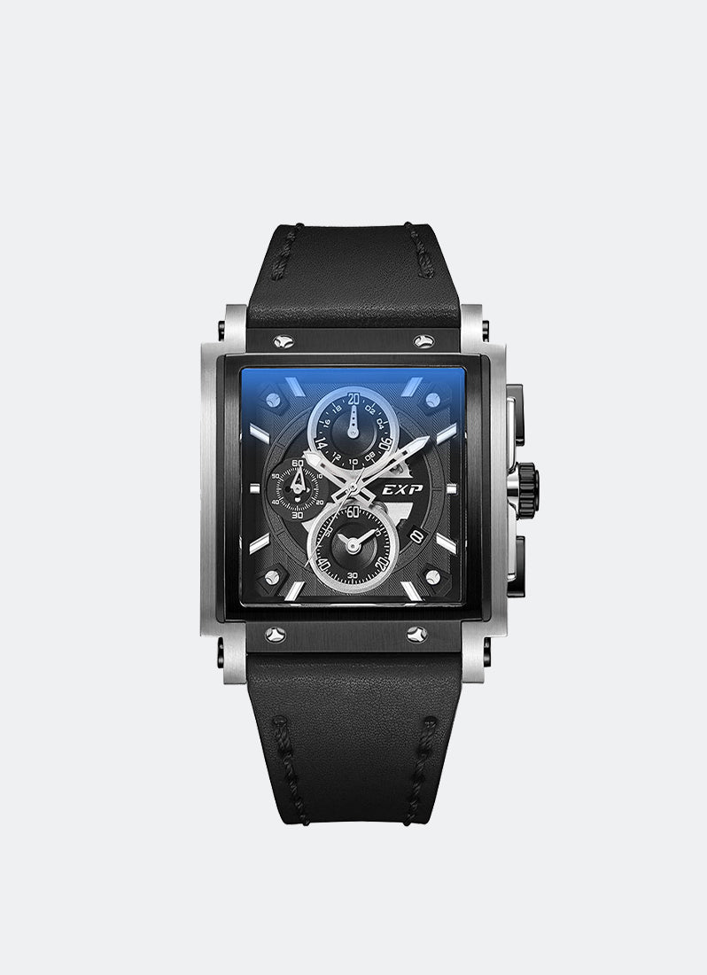 Jam Tangan Expedition Chronograph Men Quartz Band Silver Black 40x50.5mm E6731GCLTBBA