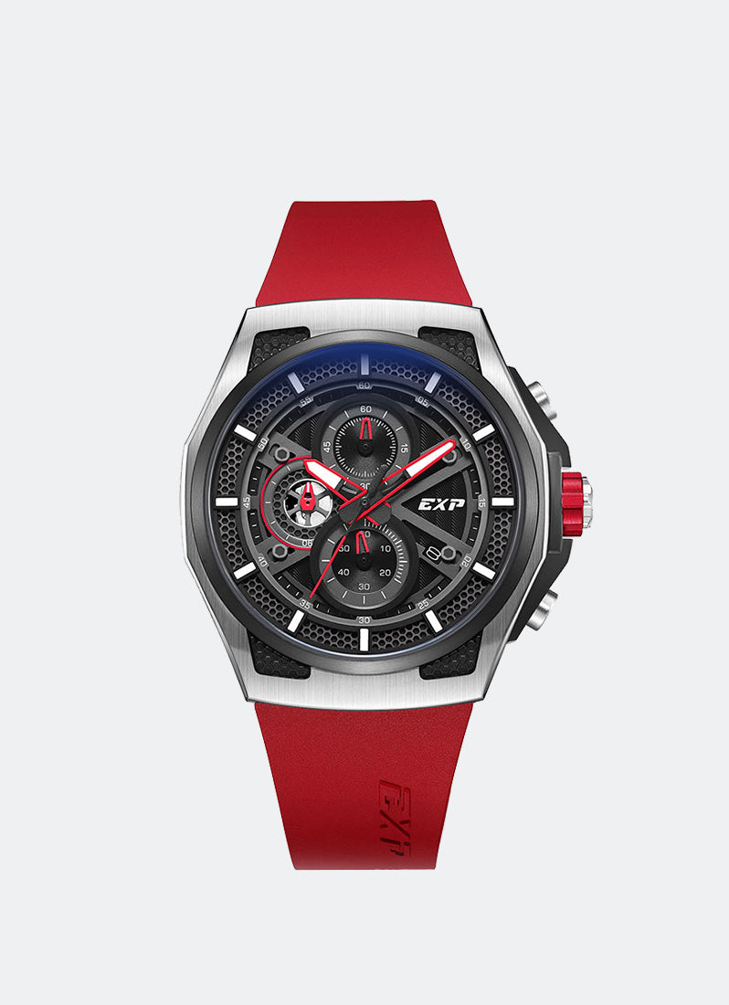 Jam Tangan Expedition Chronograph Men Quartz Band Silver Black 48.6x47mm E6842MCRIGBARE