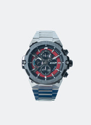 Jam Tangan Expedition Chronograph Men Quartz Band Silver Red 44.6mm E6838MCBTBRE