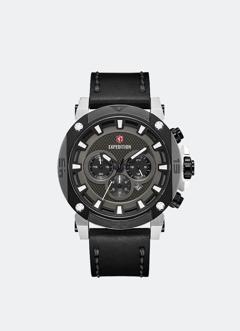 Jam Tangan Expedition Chronograph Men Quartz Band Two Tone Black 48mm E6606MCLTBBASL