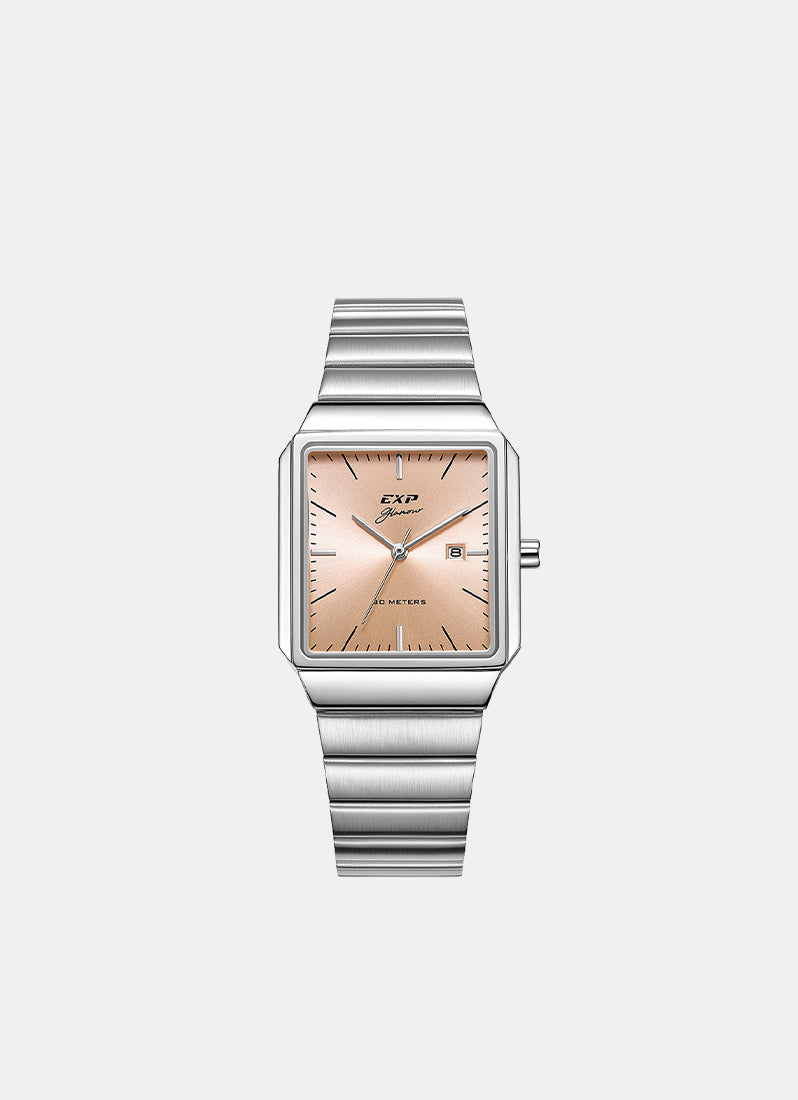 Jam Tangan Expedition Classic Women Quartz Band Silver Light Rose Gold 28x37mm E6854LDBSSLN