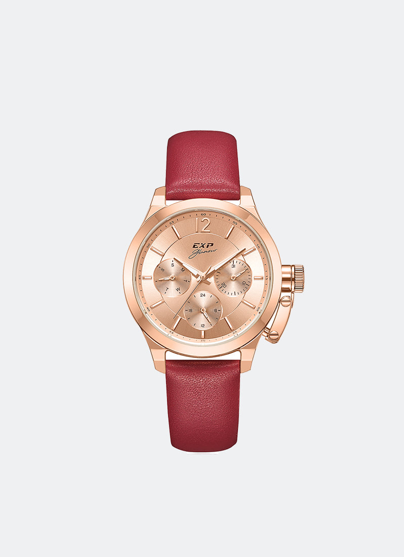 Jam Tangan Expedition Ladies Women Quartz Band Rose Gold Rose Gold 34mm E6381BFLRGLN