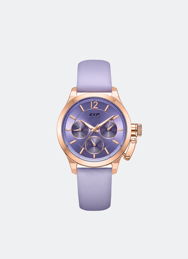 Jam Tangan Expedition Ladies Women Quartz Band Rose Gold Violet 34mm E6381BFLRGPU