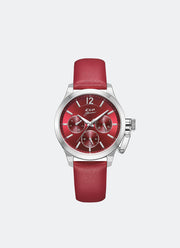 Jam Tangan Expedition Ladies Women Quartz Band Silver Red 34mm E6381BFLSSRE