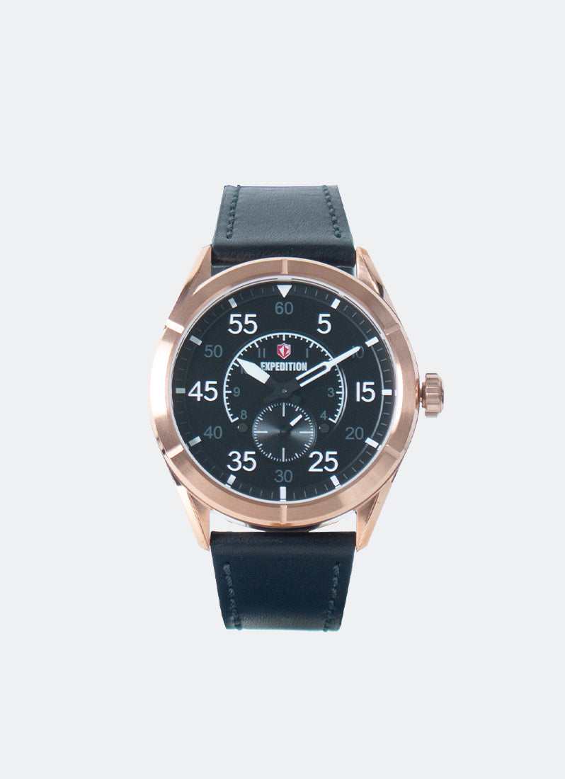 Jam Tangan Expedition Men Quartz Band Rose Gold Black 45mm E6832MSLRGBA