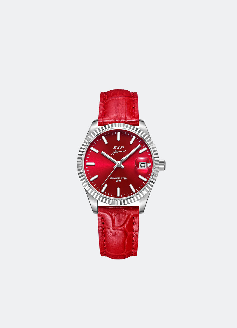 Jam Tangan Expedition Pair Women Quartz Band Silver Red 32mm E6865LDLSSRE