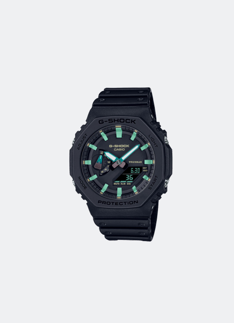 Jam Tangan G-Shock Digital Analod Black Dial Black Resin Strap 45.4mm Men GA-2100RC-1ADR