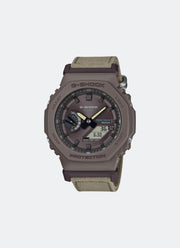 Jam Tangan G-Shock Digital Analog Brown Dial Brown Cloth band Strap 45.4mm Men GA-B2100CT-5ADR