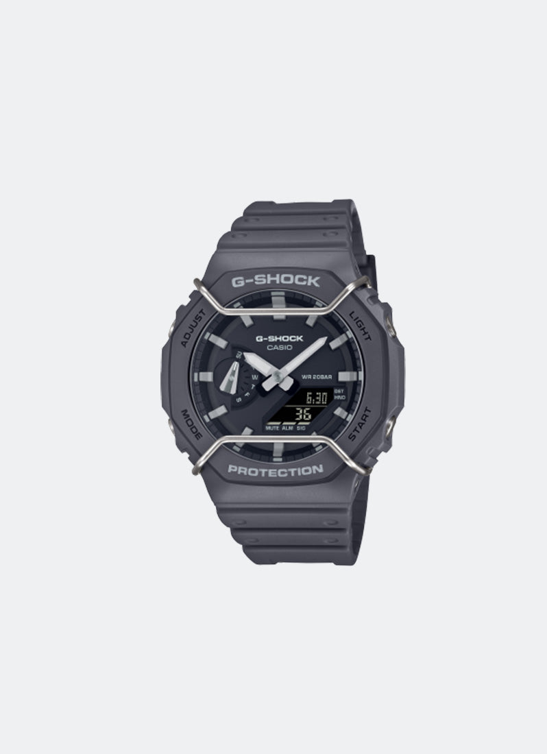 Jam Tangan G-Shock Digital analog Black Dial Grey Resin Strap 45.4mm Men GA-2100PTS-8ADRa