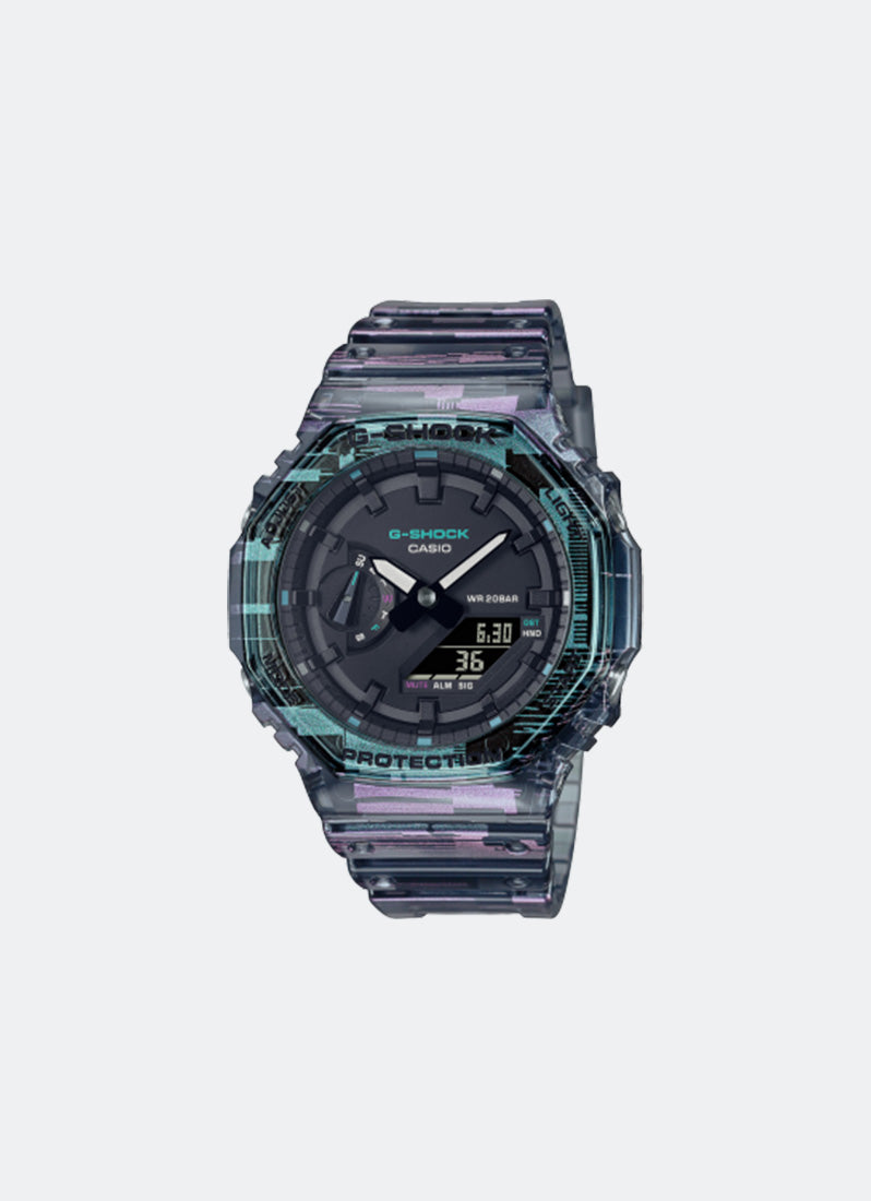 Jam Tangan G-Shock Digital analog Black Dial Transparant Resin Strap 45.4mm Men GA-2100NN-1ADR