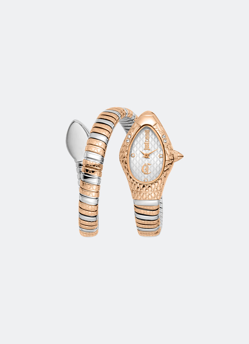 Jam Tangan Just Cavalli Signature Snake JC1L373 Silver Dial Two-tone 20 x 34.50 Single Round