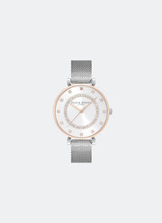 Jam Tangan Olivia Bruton T-Bar White & Two Tone Mesh Watch 32mm - 24000004