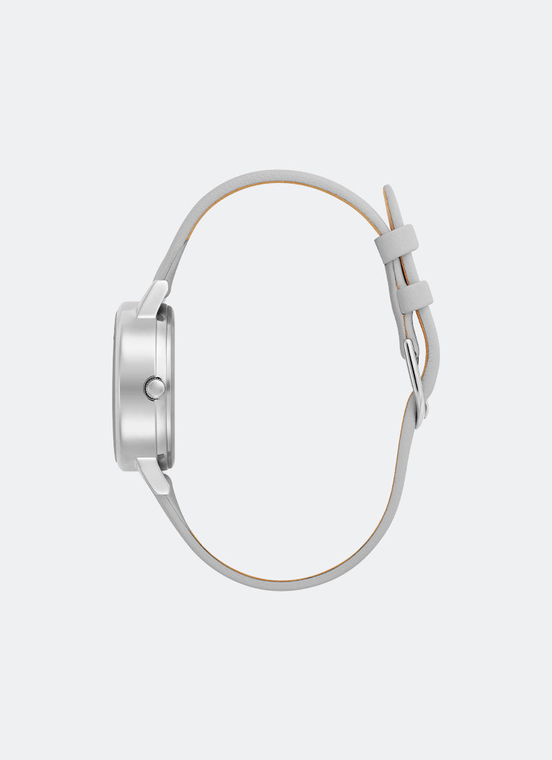 Jam Tangan Olivia Burton 3D Flower Tonal Dial Grey Leather SS Strap 30mm - 24000223