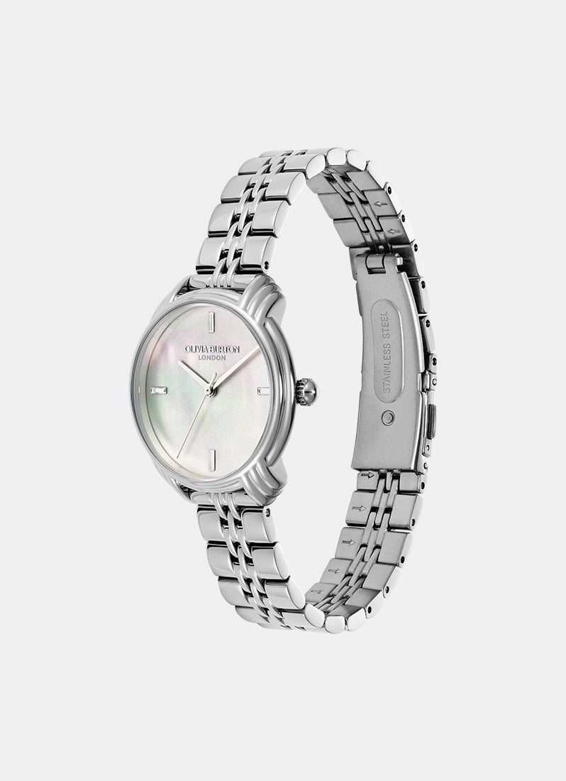 Jam Tangan Olivia Burton Art Deco 2.0 Ivory & Silver Bracelet 30mm 24000293