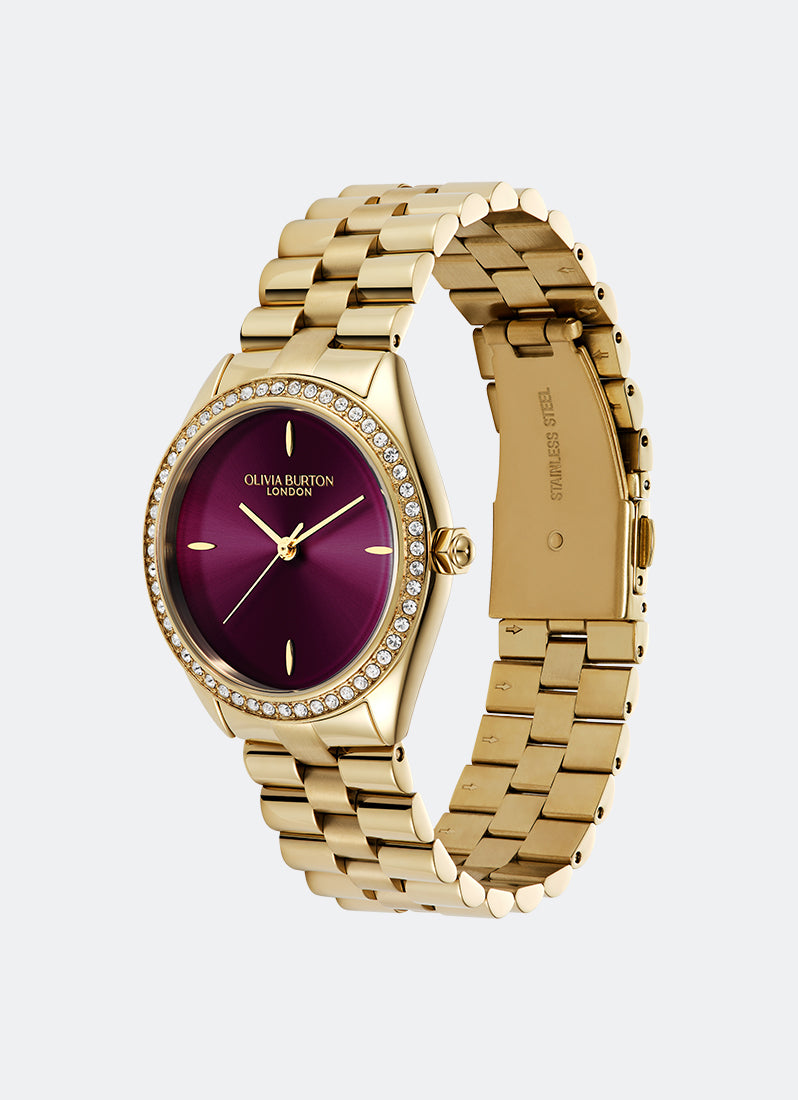Jam Tangan Olivia Burton Bejewelled Cherry Lacquer & Rose Gold Bracelet 34mm 24000272