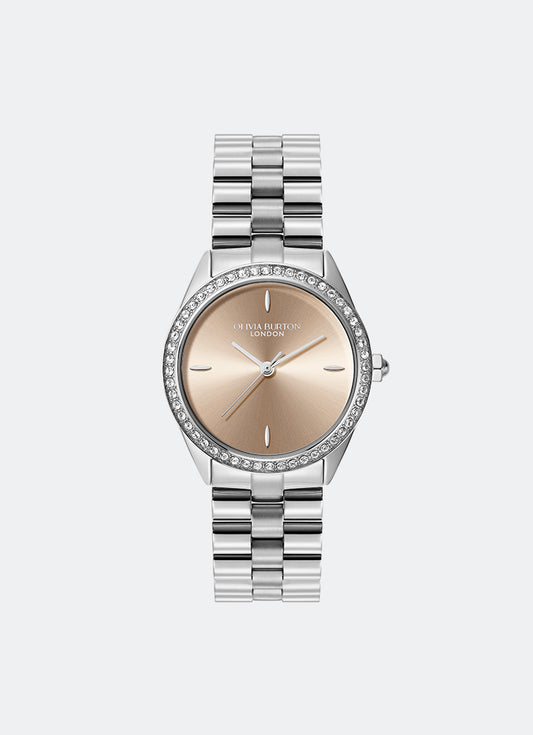 Jam Tangan Olivia Burton Bejewelled Trench Coat & Silver Bracelet 34mm 24000271