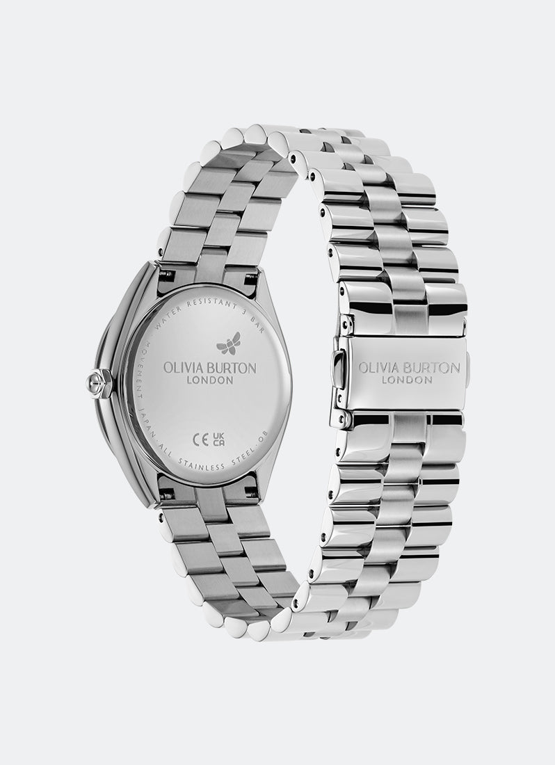 Jam Tangan Olivia Burton Bejewelled Trench Coat & Silver Bracelet 34mm 24000271
