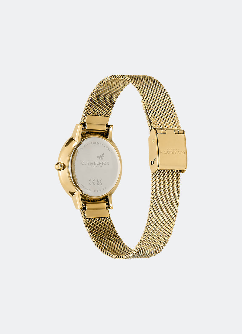 Jam Tangan Olivia Burton Butterfly Ultra Slim Gold Mesh Watch 28mm - 24000128