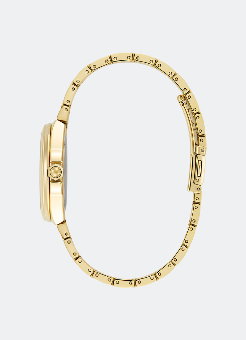 Jam Tangan Olivia Burton Champagne Sunray Dial with CD Textured Outer Ring GP Honeycomb Link Bracelet 34mm - 24000201