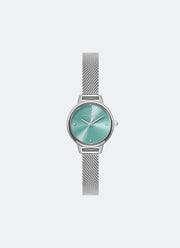 Jam Tangan Olivia Burton Clasic Mini Turquoise & Silver Mesh 23mm 24000245