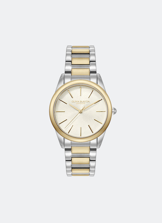 Jam Tangan Olivia Burton Classic Glowful Ivory & Two Tone Bracelet 34mm - 24000239