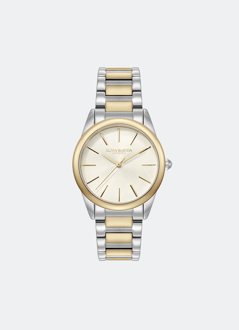 Jam Tangan Olivia Burton Classic Glowful Ivory & Two Tone Bracelet 34mm - 24000239