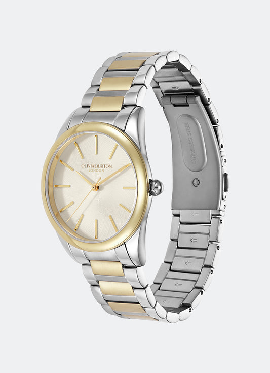 Jam Tangan Olivia Burton Classic Glowful Ivory & Two Tone Bracelet 34mm - 24000239