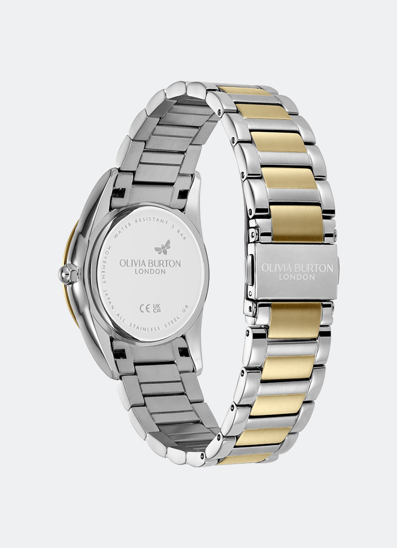 Jam Tangan Olivia Burton Classic Glowful Ivory & Two Tone Bracelet 34mm - 24000239