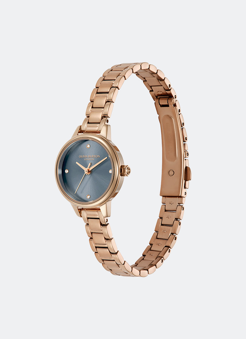 Jam Tangan Olivia Burton Classic Mini Chalk Blue & Rose Gold Bracelet 23mm - 24000243